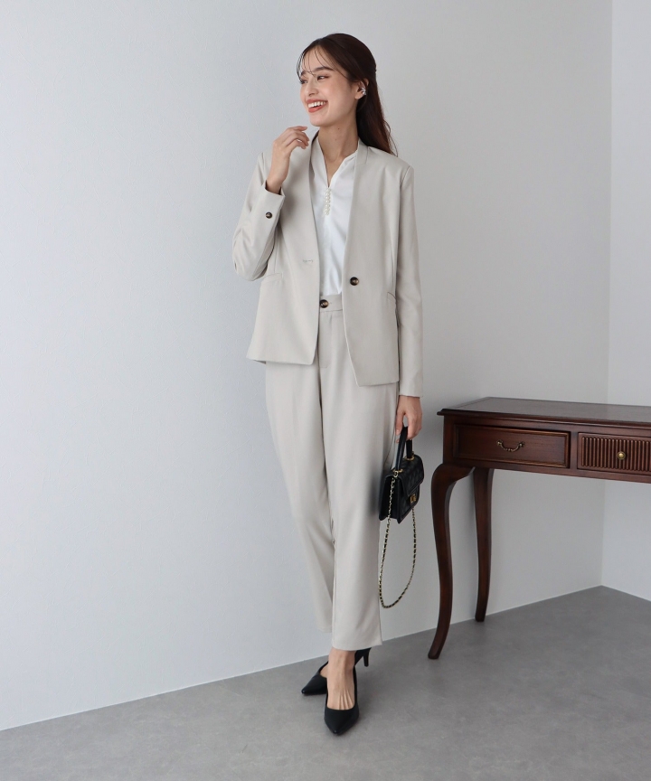 【SALE】カラーレスジャケット&テーパードパンツ 2点セット 【SALE】カラーレスジャケット&テーパードパンツ 2点セット