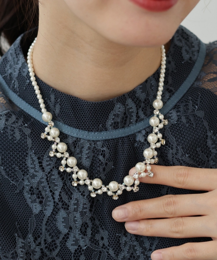 パール＆ビジューネックレス【ネコポス】