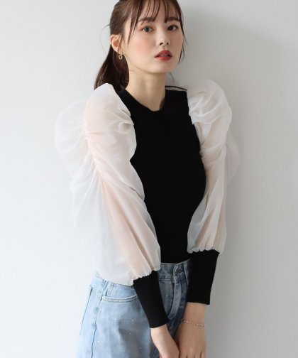 【SALE】シースルースリーブニット 【SALE】シースルースリーブニット