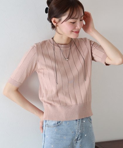 【TIME SALE】5分袖サマーワイドリブニット【ネコポス】