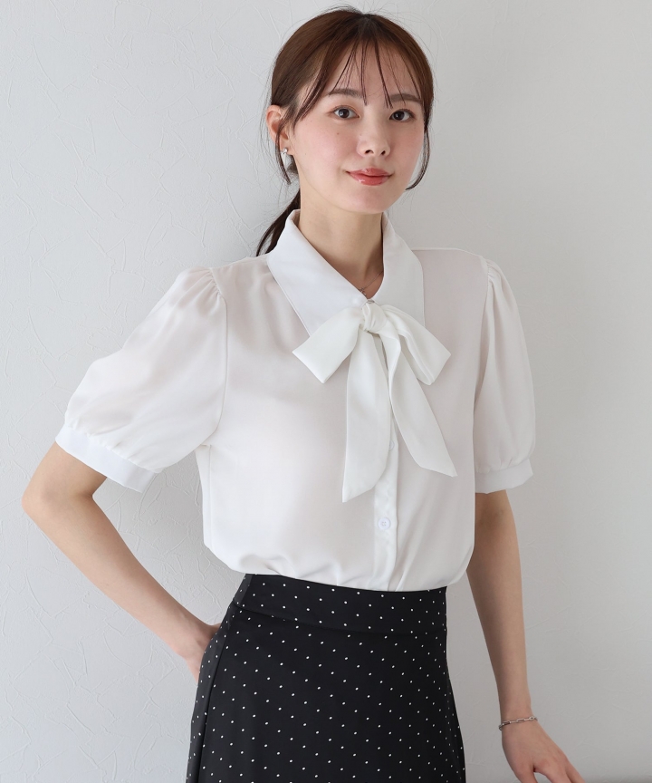 【TIME SALE】ボウタイリボンブラウス【ネコポス】