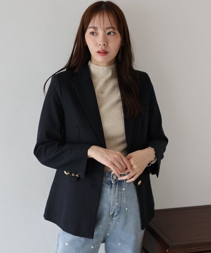 【TIME SALE】【ウォッシャブル】金ボタンダブルジャケット 【TIME SALE】【ウォッシャブル】金ボタンダブルジャケット