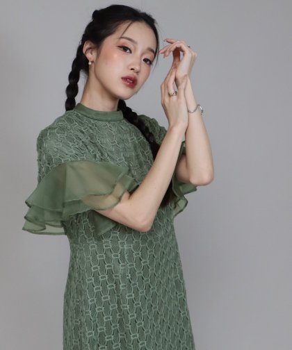 【SALE】日本製 ジオメトリックチェーンレースドレス 【SALE】日本製 ジオメトリックチェーンレースドレス