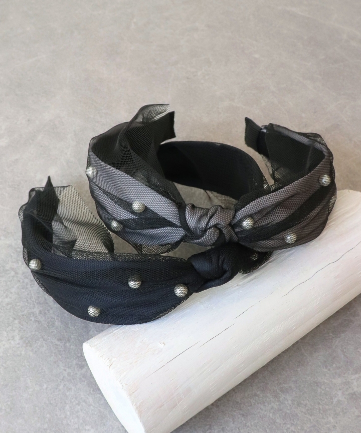 パールチュールリボンカチューシャ