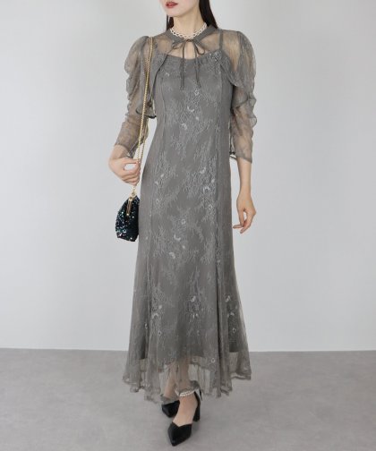 【SALE】ボレロレイヤードレースパーティードレス