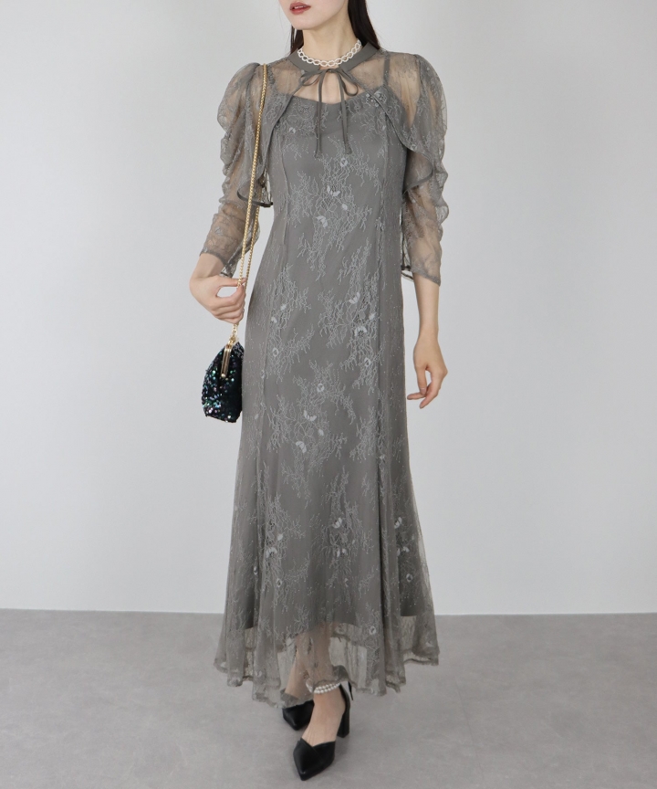 【SALE】ボレロレイヤードレースパーティードレス