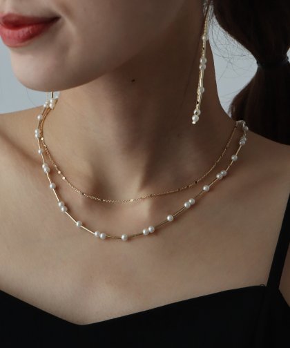 パールロングチェーンネックレス【ネコポス】 パールロングチェーンネックレス【ネコポス】