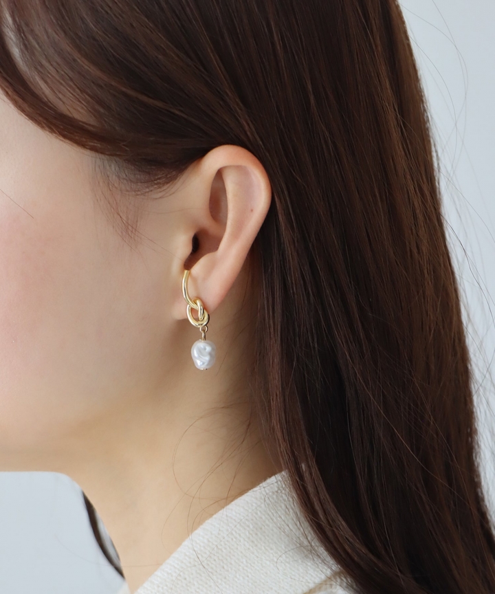 淡水パールノットピアス【ネコポス】