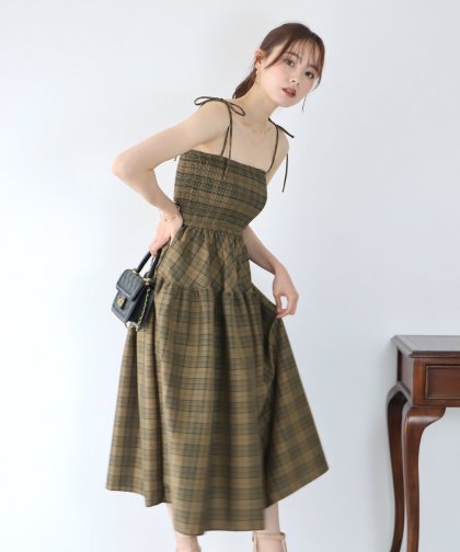 【SALE】ティアードチェックキャミワンピース 【SALE】ティアードチェックキャミワンピース