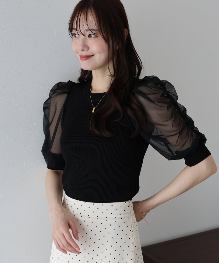 【TIME SALE】シアースリーブサマーニット