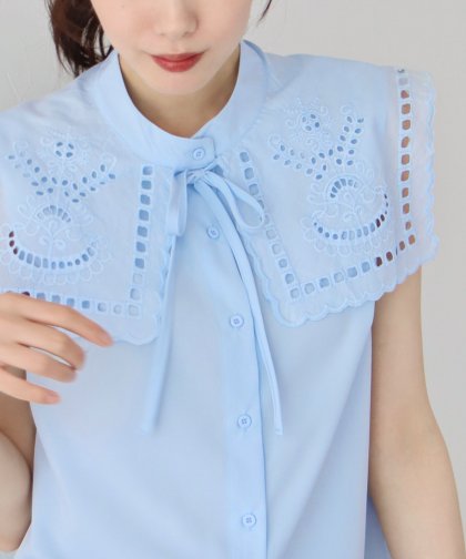 【SALE】ビッグセーラー襟ノースリーブブラウス【ネコポス】