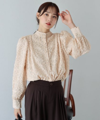 【SALE】ジャガードフリンジ2WAYブラウス