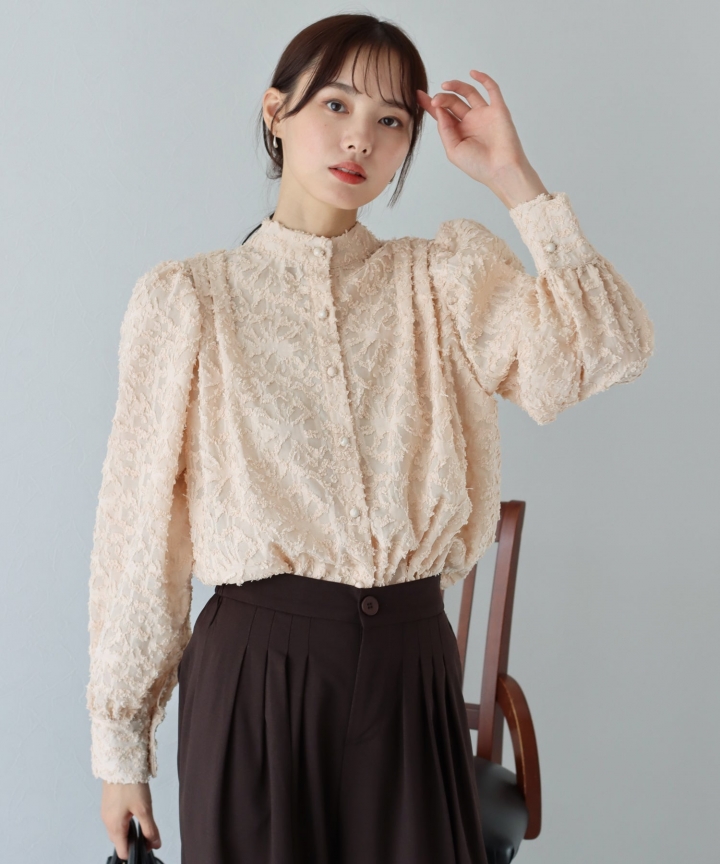 【SALE】ジャガードフリンジ2WAYブラウス