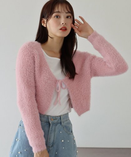 【SALE】シャギーリボンカーディガン 【SALE】シャギーリボンカーディガン