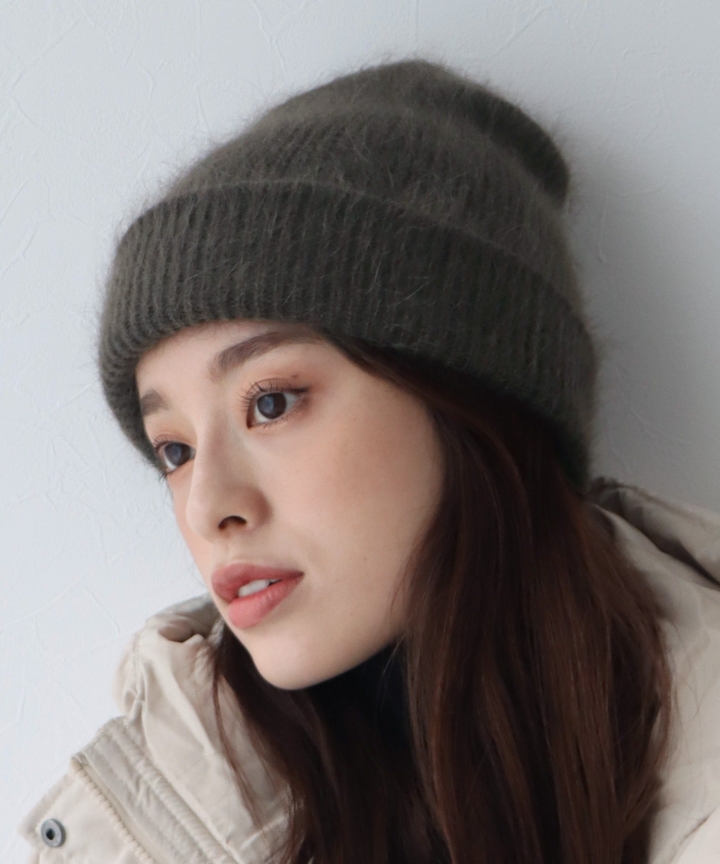 アンゴラニットビーニー 帽子【ネコポス】
