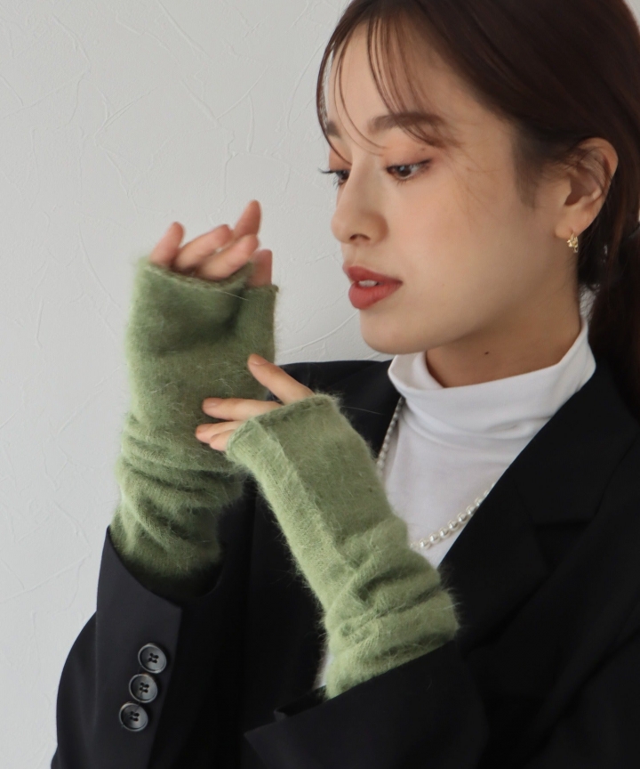 【SALE】アンゴラ混アームウォーマー ニット【ネコポス】