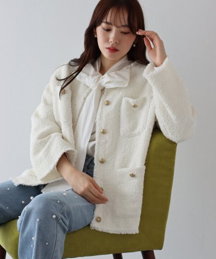 ウールツイードジャケットコート ウールツイードジャケットコート