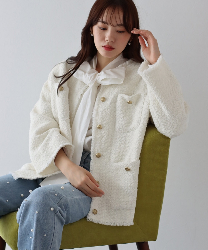 ウールツイードジャケットコート ウールツイードジャケットコート