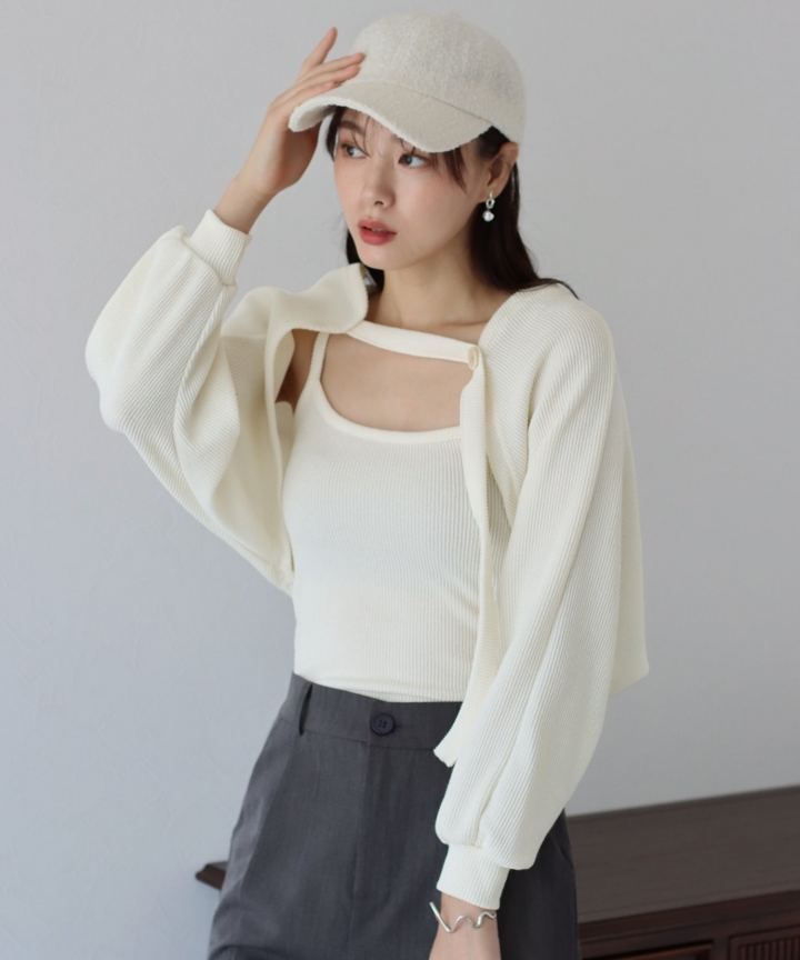 【SALE】リブショートボレロ+キャミセット 【SALE】リブショートボレロ+キャミセット