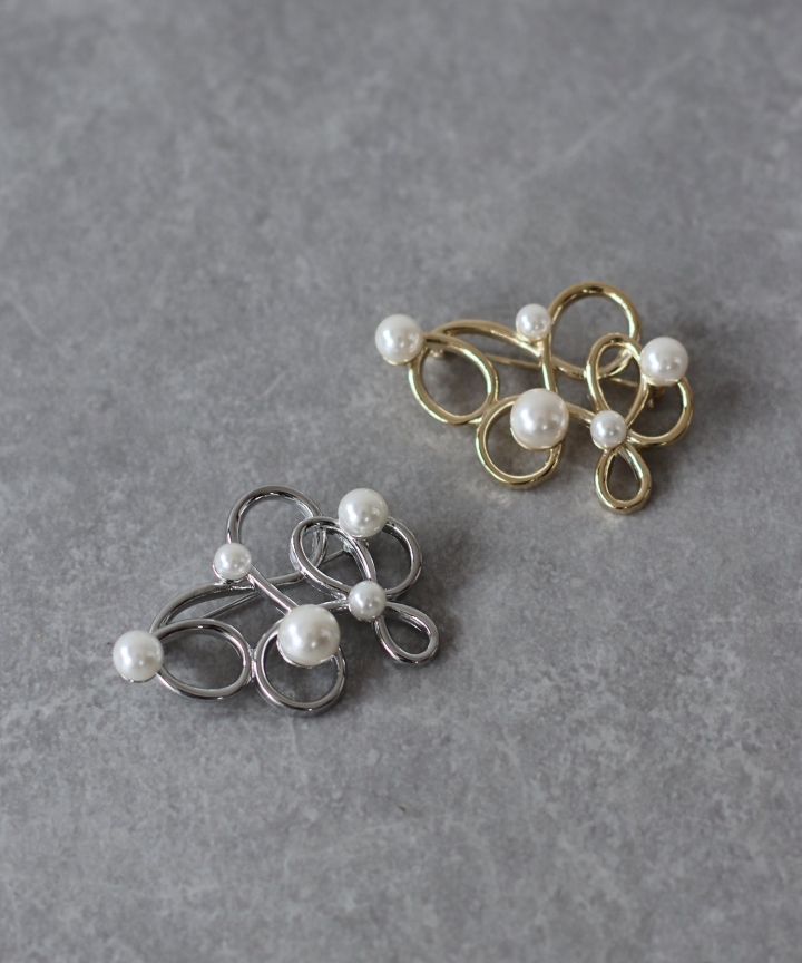 パール付きニュアンスブローチ【ネコポス】