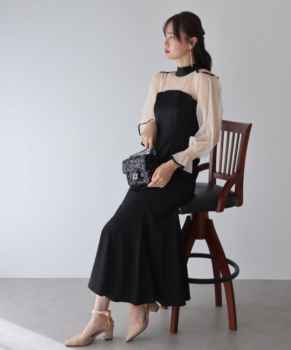 【TIME SALE】カットアウトチュールマーメイドパーティードレス 【TIME SALE】カットアウトチュールマーメイドパーティードレス