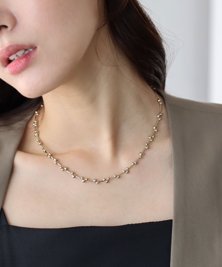 ビーズチェーンネックレス/ニッケルフリー【ネコポス】