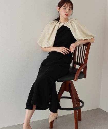 【TIME SALE】バルーンショートケープ×マーメイドワンピースドレス 【TIME SALE】バルーンショートケープ×マーメイドワンピースドレス