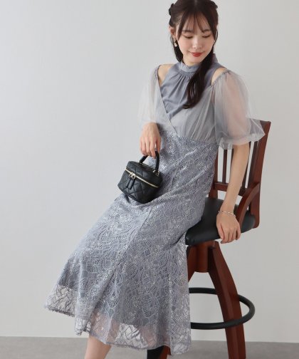 【TIME SALE】ラメチュールオフショルパーティードレス 【TIME SALE】ラメチュールオフショルパーティードレス