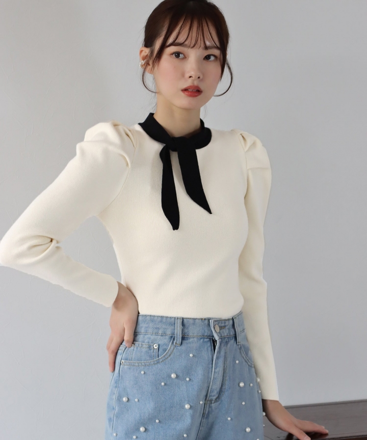 【SALE】配色リボンニット