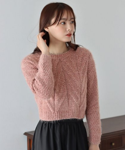 【SALE】ケーブル編みモールシャギーニット 【SALE】ケーブル編みモールシャギーニット