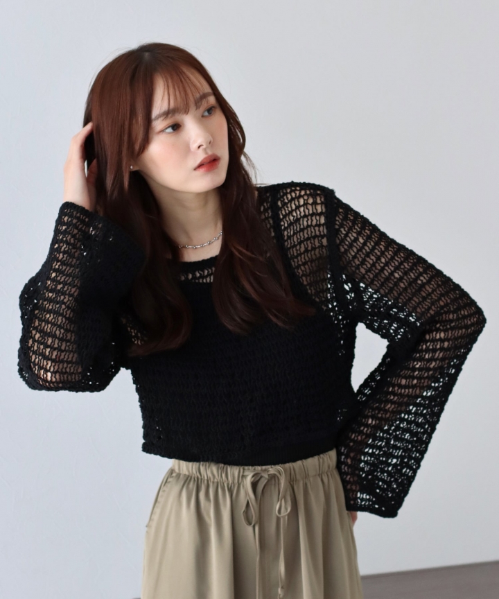 【SALE】ショート丈クロシェレースニット 【SALE】ショート丈クロシェレースニット