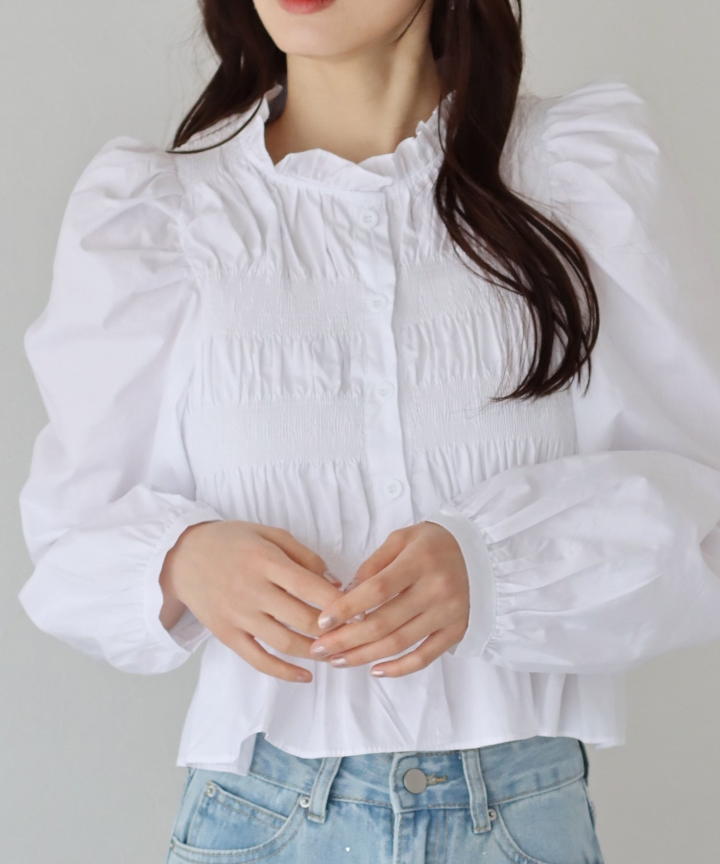 【SALE】ギャザーシャーリングブラウス【ネコポス】 【SALE】ギャザーシャーリングブラウス【ネコポス】