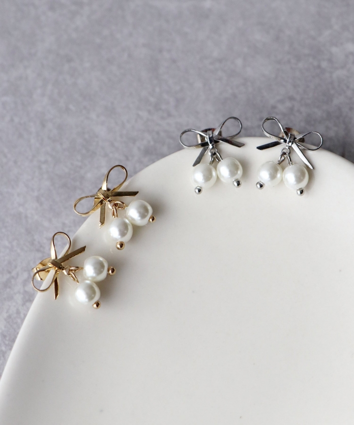 メタルリボン×パールピアス【ネコポス】