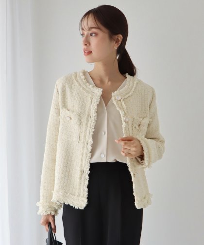 【TIME SALE】パールボタンツイードジャケット 【TIME SALE】パールボタンツイードジャケット