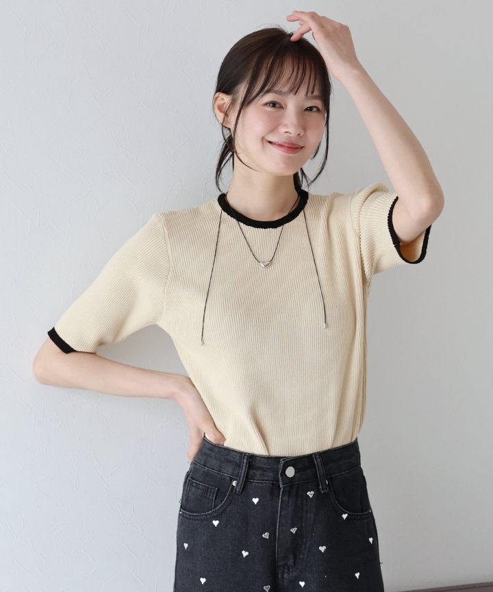 【TIME SALE】バイカラーリブニット【ネコポス】