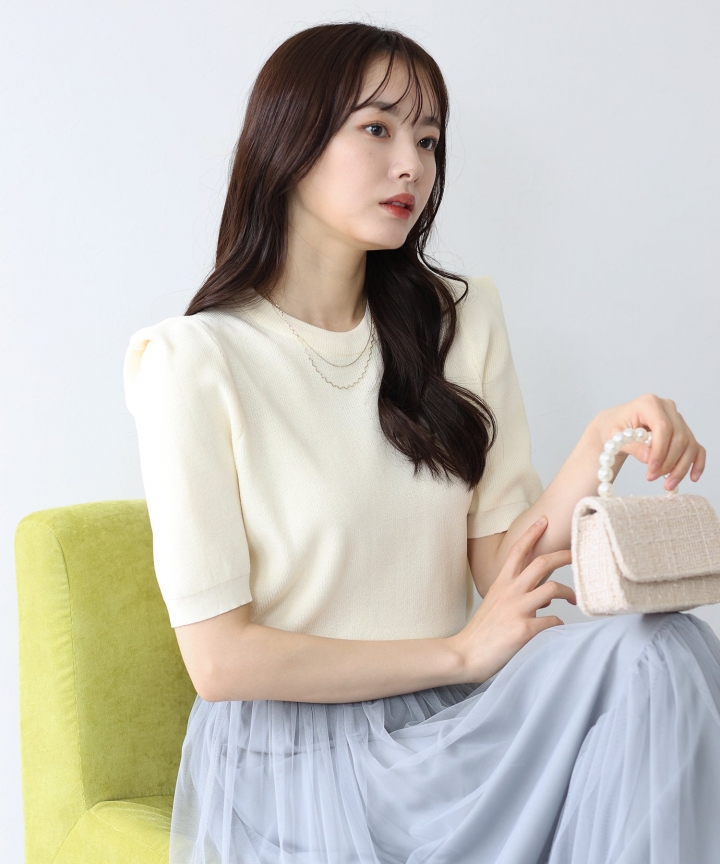 【SALE】タックスリーブサマーニット 【SALE】タックスリーブサマーニット