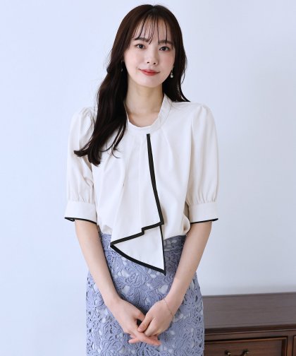 【SALE】バイカラーボウタイブラウス【ネコポス】 【SALE】バイカラーボウタイブラウス【ネコポス】