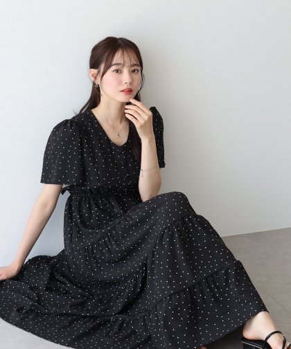 【SALE】フレアスリーブティアードワンピース 【SALE】フレアスリーブティアードワンピース