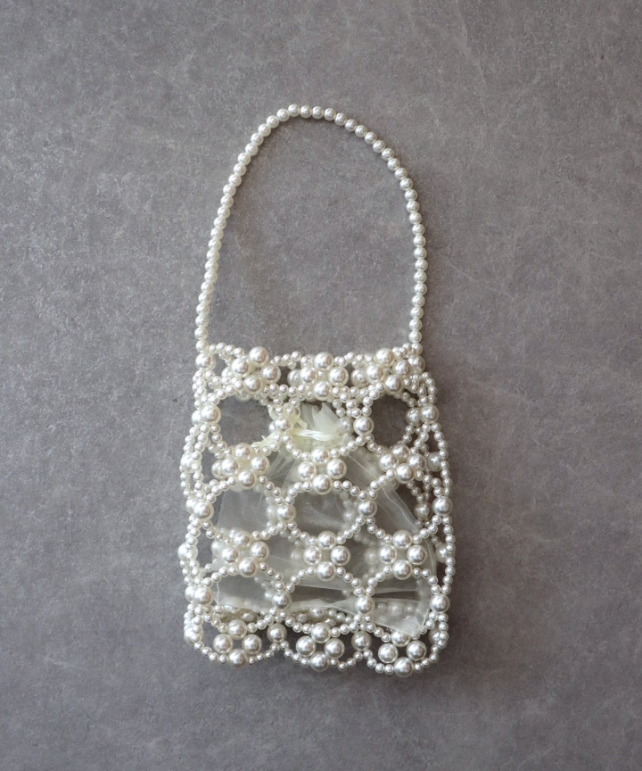 ビーズスクエアハンドバッグ