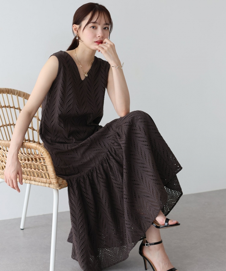 【SALE】コットンレースティアードワンピース 【SALE】コットンレースティアードワンピース