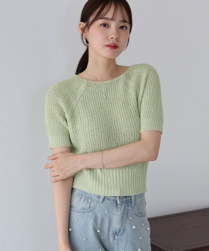 【SALE】半袖サマーニットトップス【ネコポス】 【SALE】半袖サマーニットトップス【ネコポス】