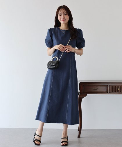 ステッチデニムワンピース ステッチデニムワンピース