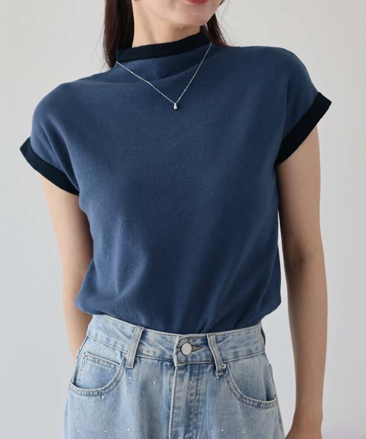 【SALE】バイカラーフレンチスリーブニット【ネコポス】