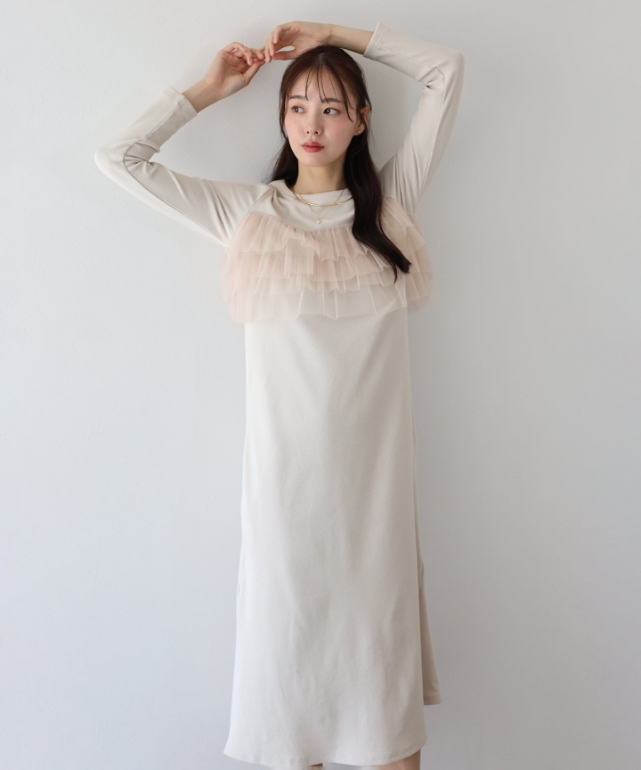 フリルチュールレイヤードワンピース