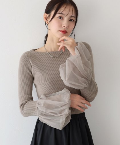 チュール袖ニット チュール袖ニット