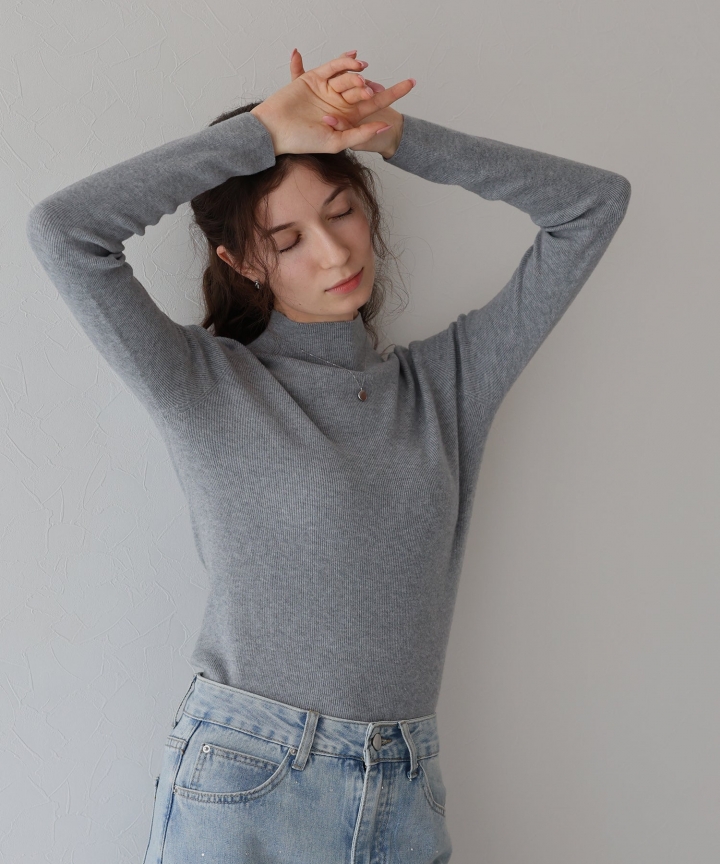 【TIME SALE】シームレスハイネックホールガーメントニット[J by blue]