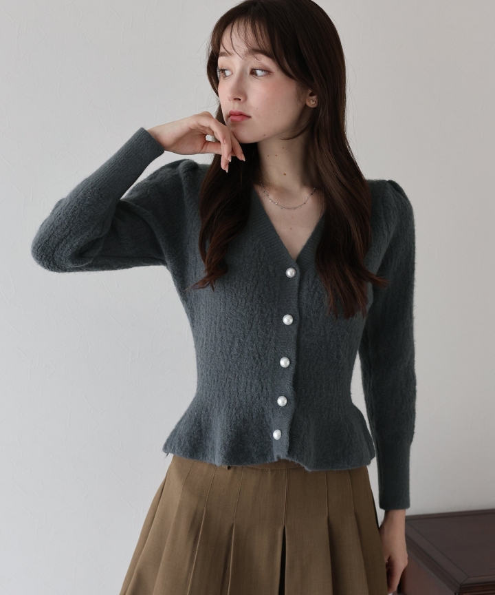 ペプラムニットカーディガン ペプラムニットカーディガン