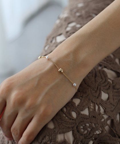 ハートパールステーションブレスレット【ネコポス】 ハートパールステーションブレスレット【ネコポス】