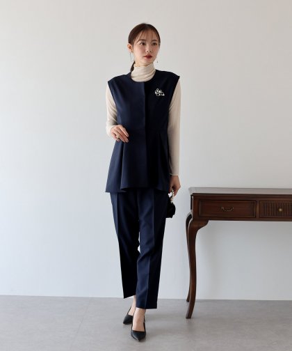 【SALE】ペプラムベスト＆テーパードパンツ　セレモニー2点セット