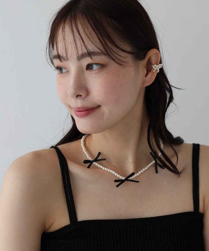 リボン付きパールネックレス【ネコポス】